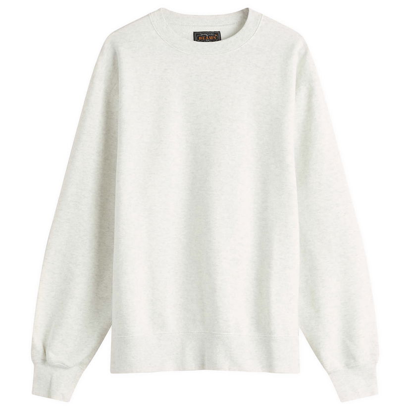 Pulover BEAMS Beams Plus Crew Sweatshirt, Size Large Bela | 3813-0191-103-12