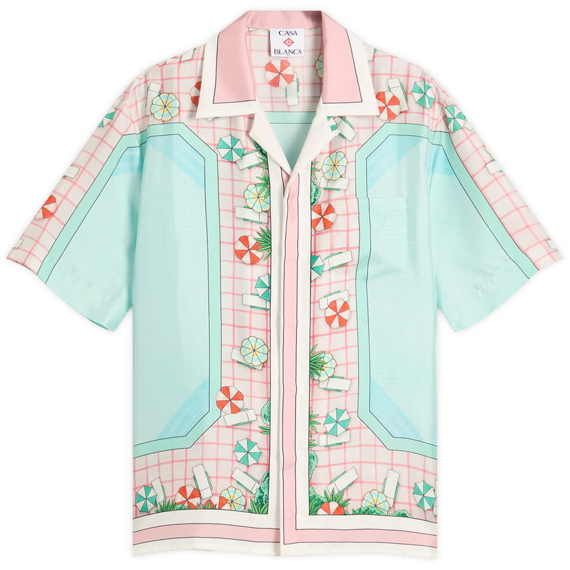 Srajce Casablanca Casablanca Cuban Collar Short Sleeve Silk Shirt, Size Large Večbarvna | MPF25-SH-003-08