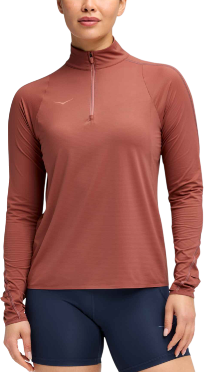 Pulover Hoka One One GlideTech Quarter Zip Top Rdeča | 1164155-roug