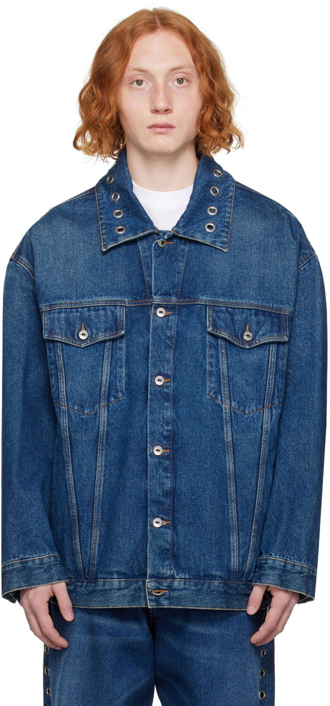 Jakna Off-White Eyelet Denim Jacket Modra | OMYE090F23DEN0074400, 0