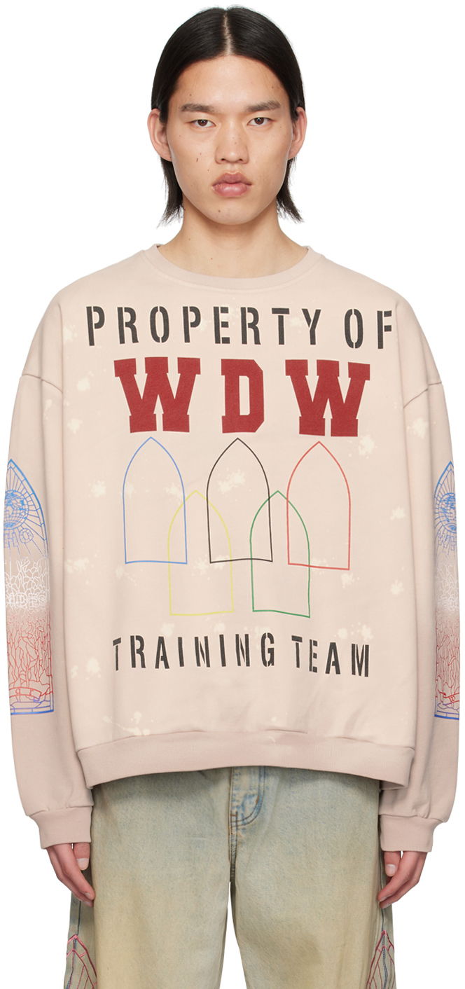 Pulover Who Decides War Oversized Graphic Crewneck 'Training Team' Sweatshirt Bež | 1110460033SS24