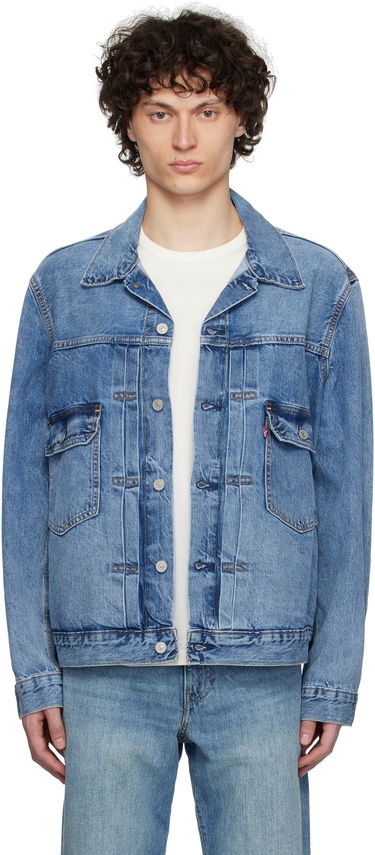Bomber jakna Levi's Type II Selvedge Denim Trucker Jacket Modra | A7632-0014, 0