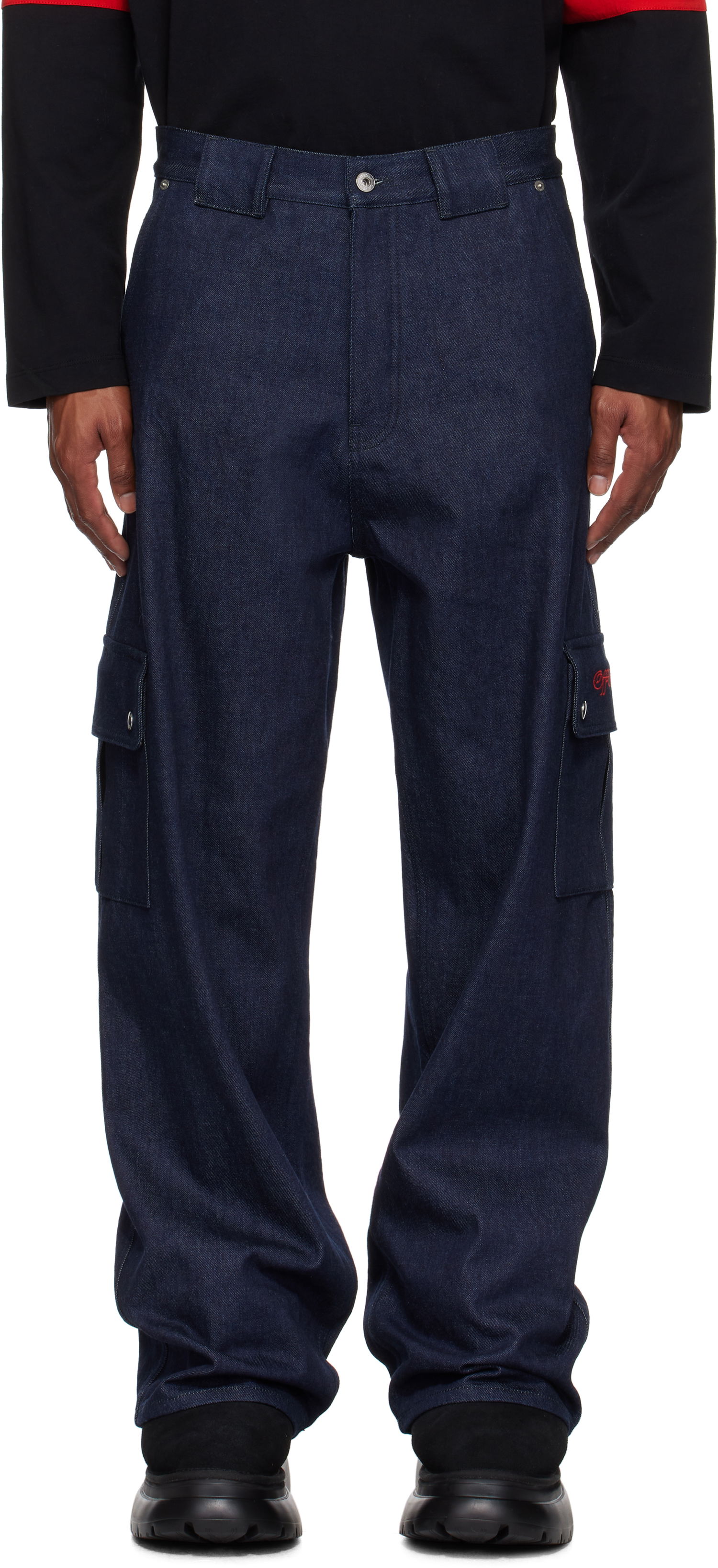 Cargo hlače Off-White Script Raw Denim Cargo Pants Modra | OMYA18FF24DEN0014225, 0