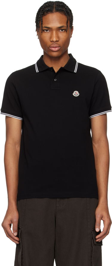 Polo majica Moncler Moncler Cotton Piquet Polo with Striped Trim Črna | K10918A0003184556, 0