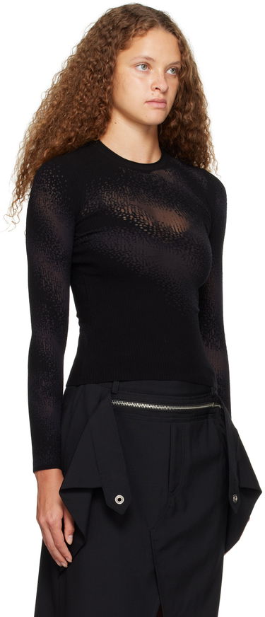 Pleteni pulover Dion Lee Dion Lee Burn Out Long Sleeve T-Shirt Črna | C7201P23, 1