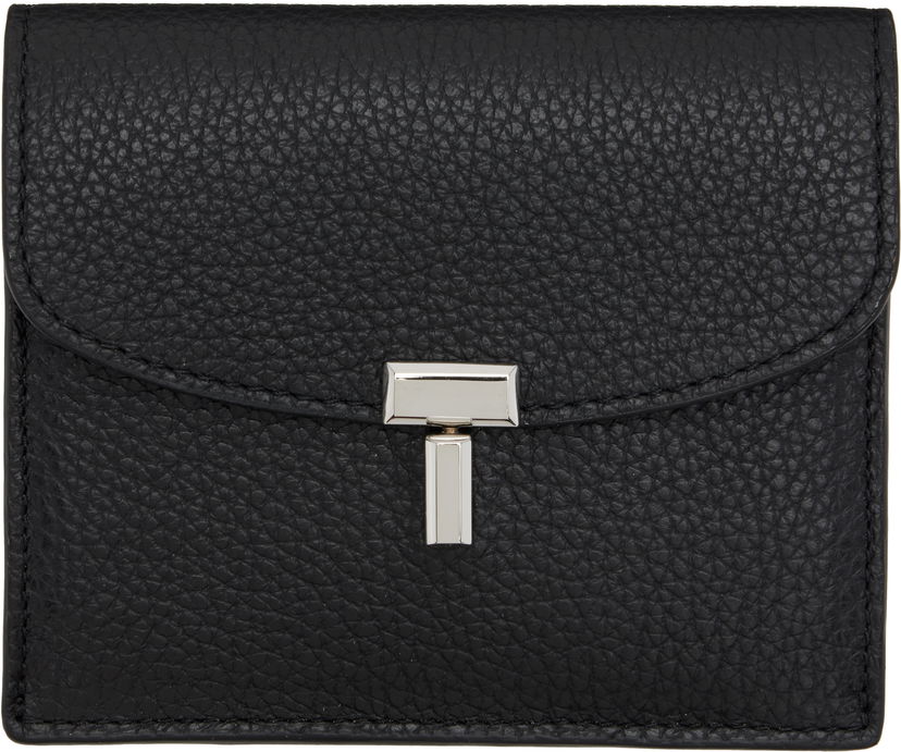 Denarnica TOTEME TOTEME T-Lock Grained-Leather Card Holder Črna | 253-WAM0042-LE0030