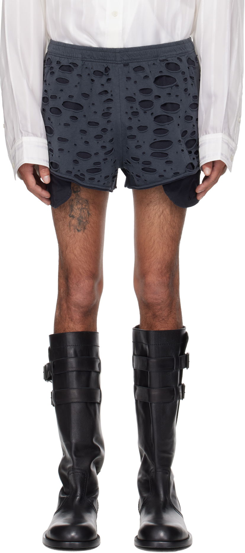 Kratke hlače Acne Studios Acne Studios Distressed Shorts Siva | BE0187-