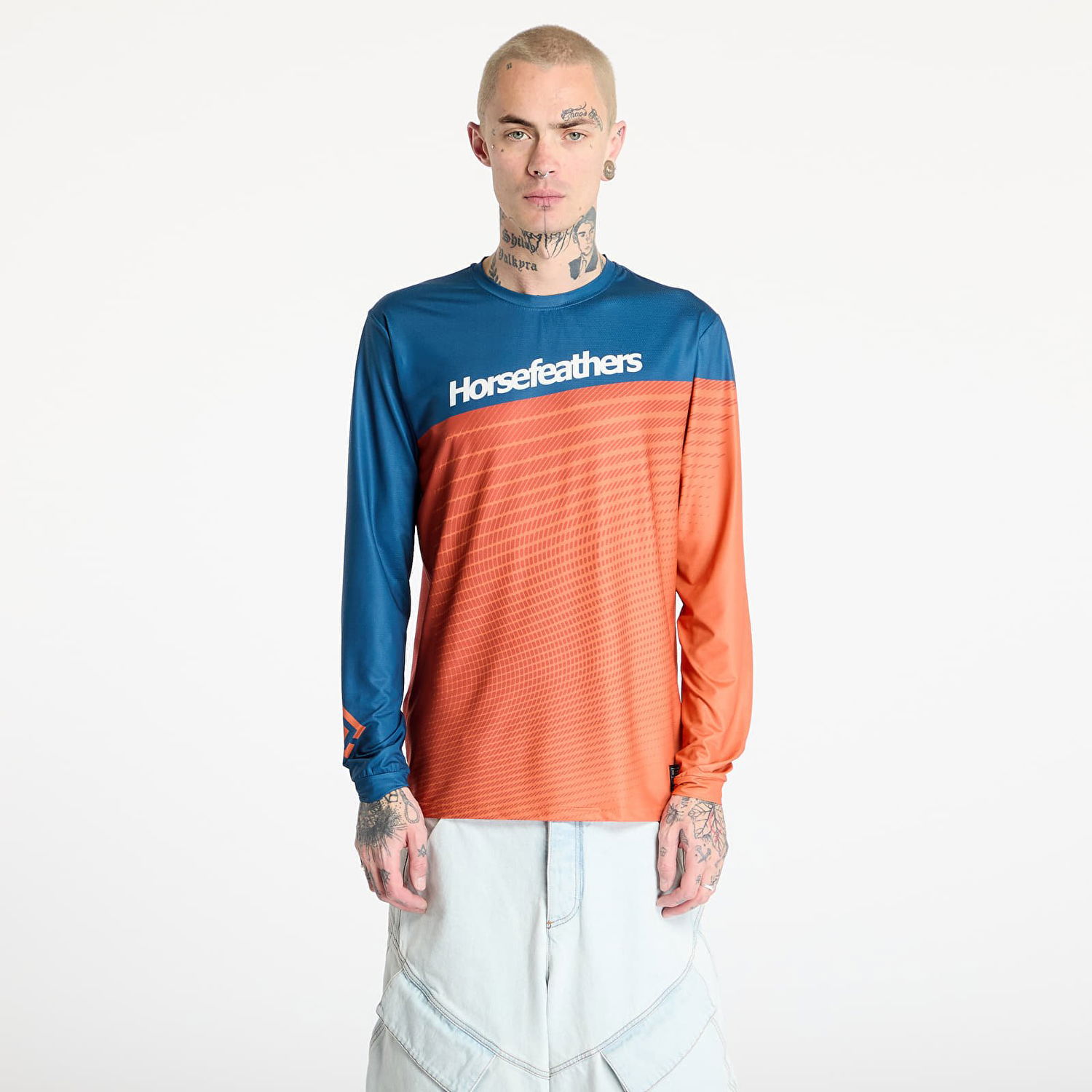 Dres Horsefeathers Horsefeathers Quantum Long Sleeve Bike Jersey Modra | TM069C, 0