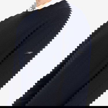 Pleteni pulover A.P.C. Men's Thomas Waffle Knit Jumper, Size Small Mornarica | WVBCZ-H23434-IAK, 5