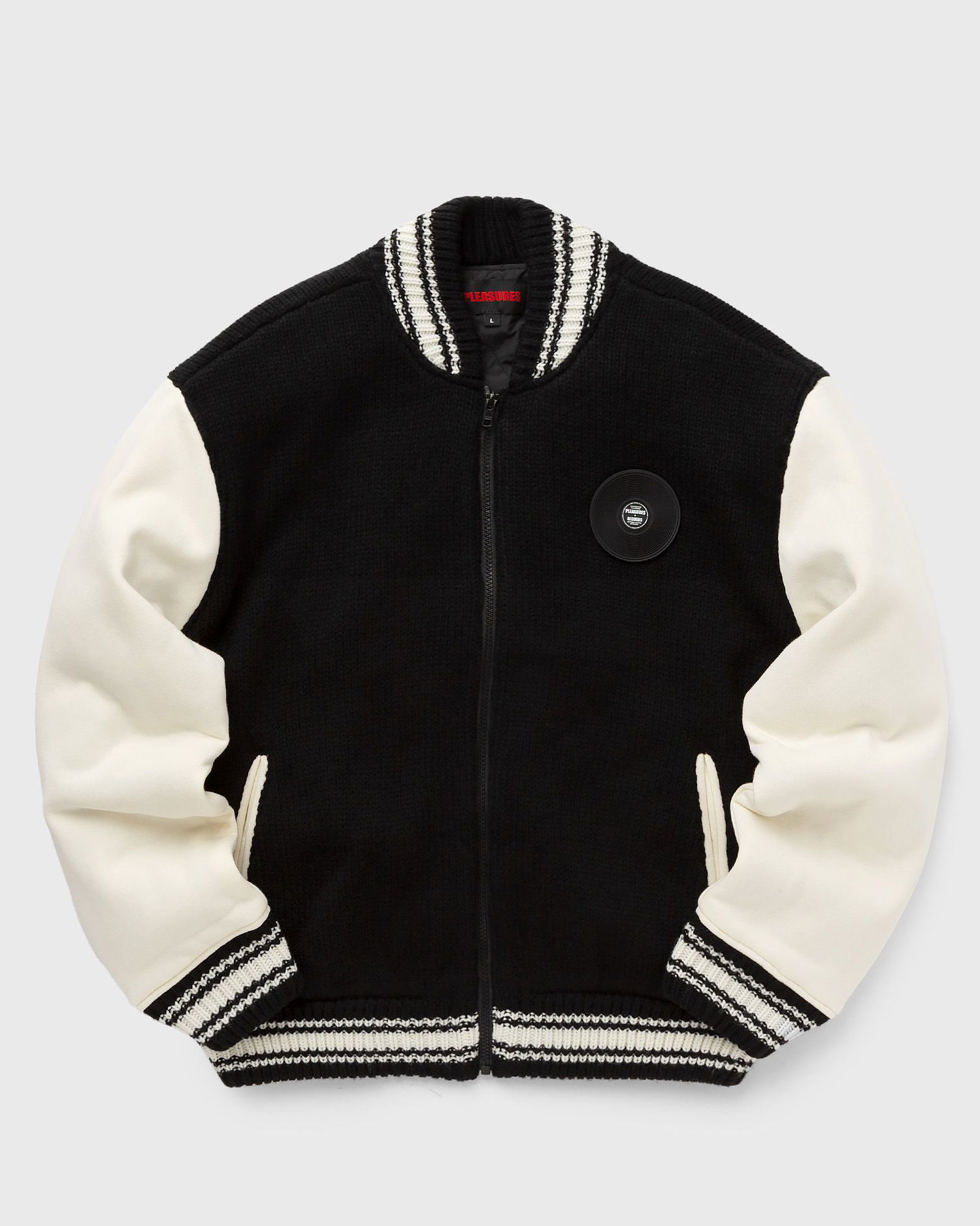 Bomber jakna Pleasures Smoke Knitted Varsity Jacket Črna | P23W035-BLACK, 0