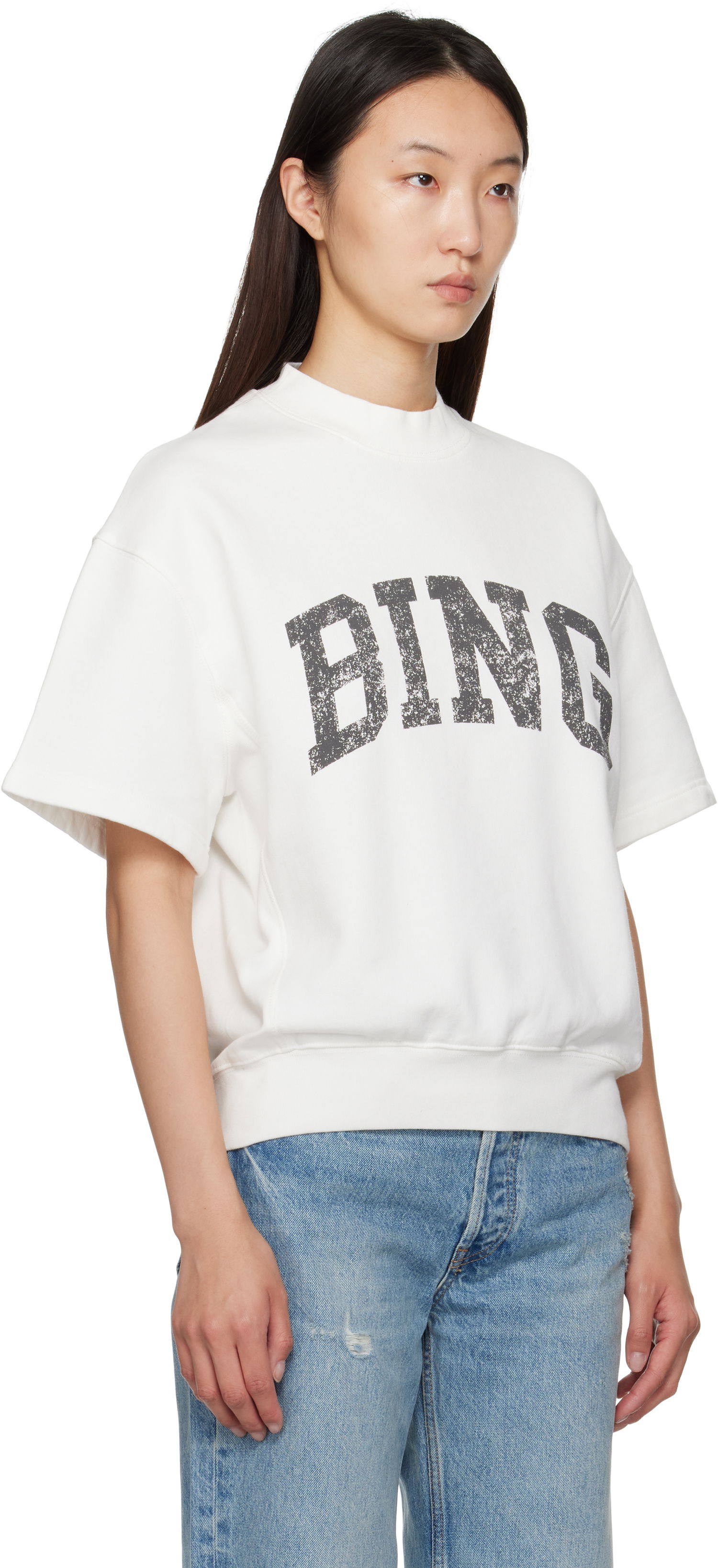 Pulover Anine Bing ANINE BING Jay 'Bing' Sweatshirt Bela | A-08-11002-OFW1, 1
