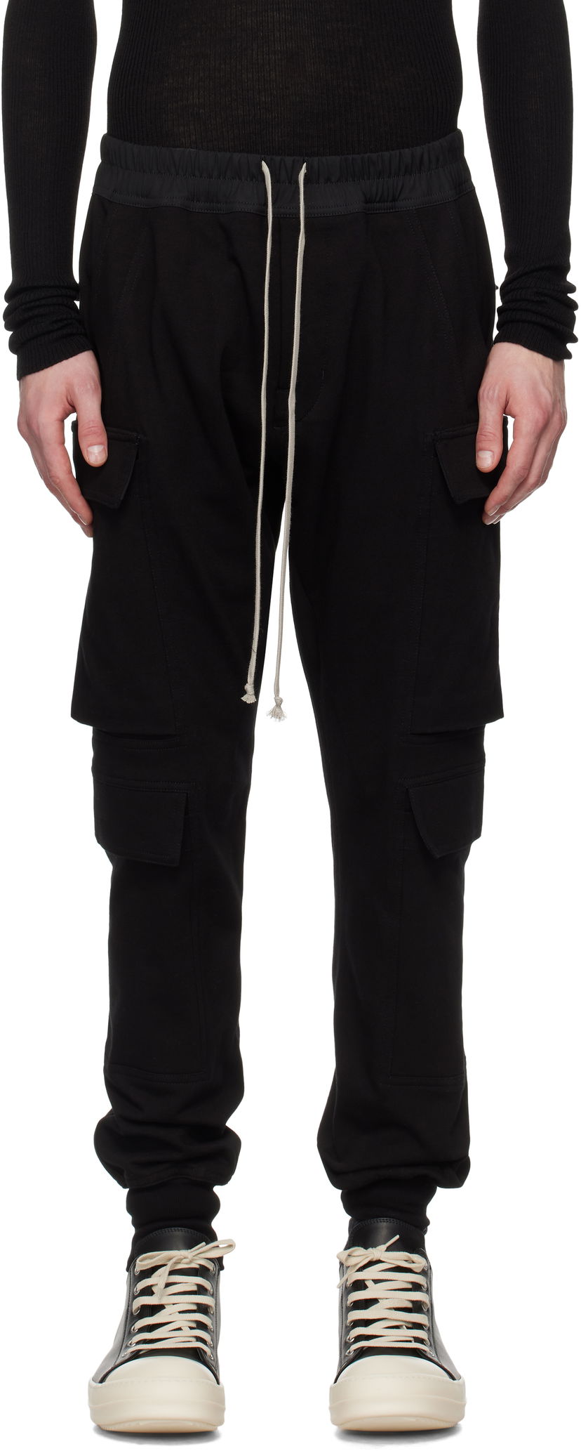 Cargo hlače Rick Owens Rick Owens Hollywood Mastodon Megacargo Pants Črna | RU01E5337 BA