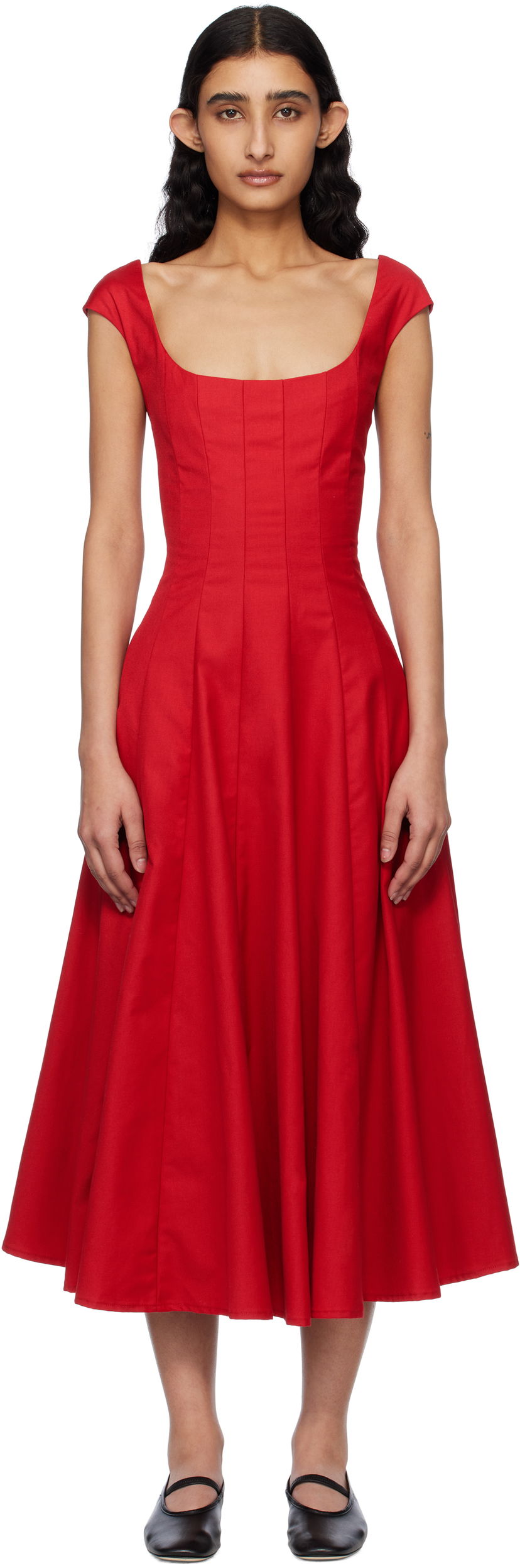 Obleke GUIZIO Guizio Leila Midi Dress Rdeča | S25404W161