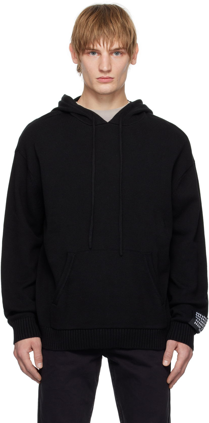 Pulover Ksubi Knit Hoodie with Kangaroo Pocket Črna | MPS25KW005