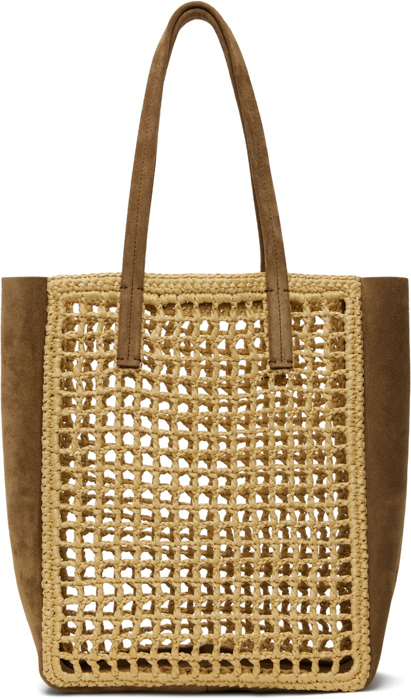 Tote bag Khaite KHAITE Small Zoe Raffia and Suede Tote Rjava | H1039-724