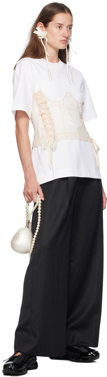 Majica Simone Rocha Simone Rocha Corset Panel Boxy T-Shirt Bela | 5282 0562, 3