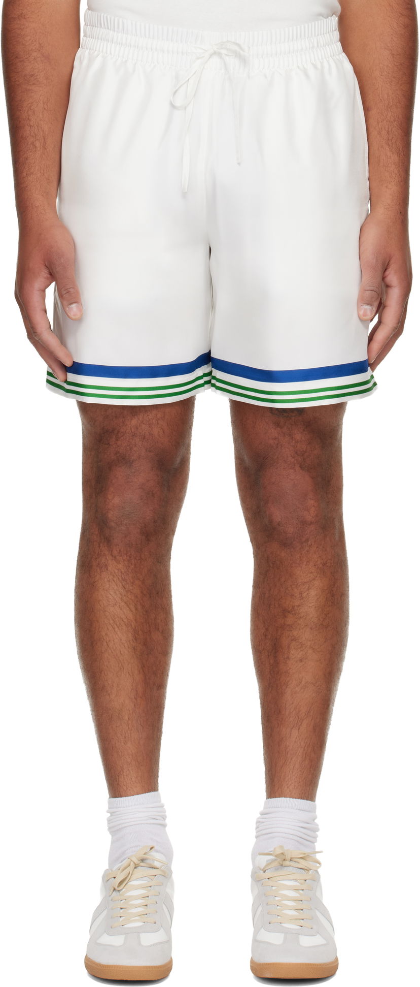Kratke hlače Casablanca Tennis Club Icon Silk Twill Shorts Bela | M-AW25-TR-012-01