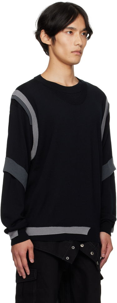 Pleteni pulover Andersson Bell Layered Crewneck Sweater Črna | atb1334m, 1