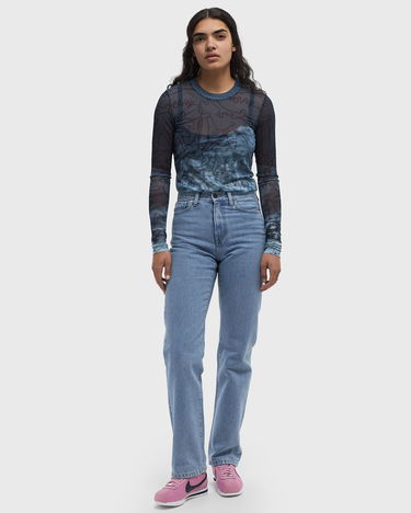 Krop-top ØLÅF Olaf Script AOP Mesh Long Sleeve Top Modra | W190104, 1