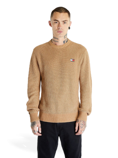 Pleteni pulover Tommy Hilfiger Tommy Jeans Regular Tonal Bad Sweater Tawny Sand Bež | DM0DM17776 AB0