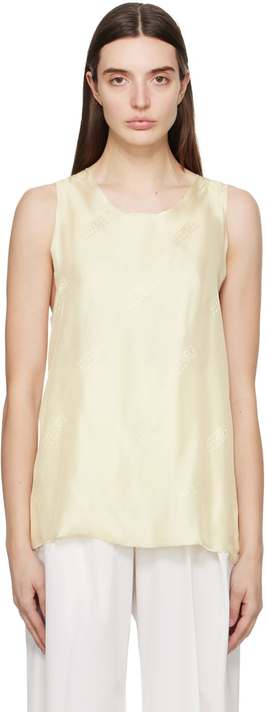 Majica brez rokavov Maison Margiela MM6 Raw Edge Tank Top Bež | SH0NL0002 STJ394
