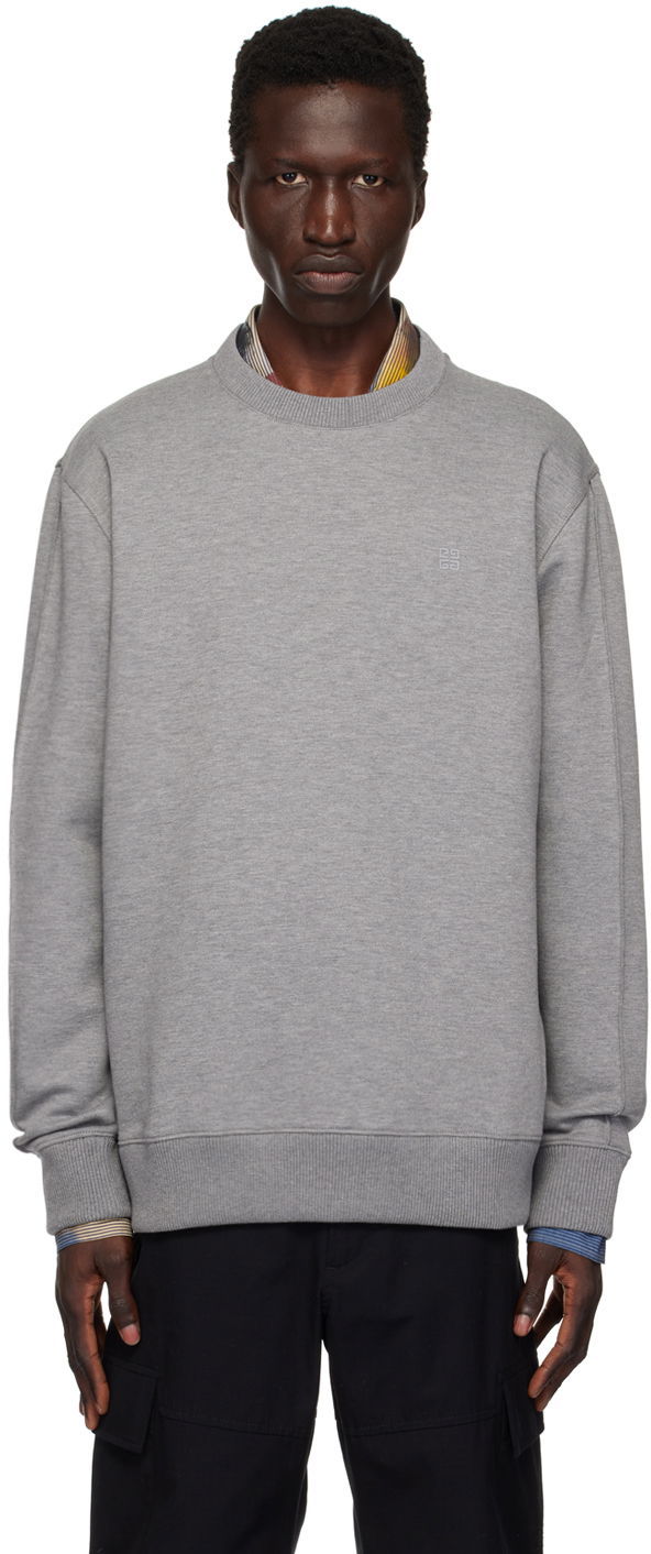 Pleteni pulover Givenchy 4G Logo Embroidered Sweatshirt Siva | BMJ0HB3YMC050