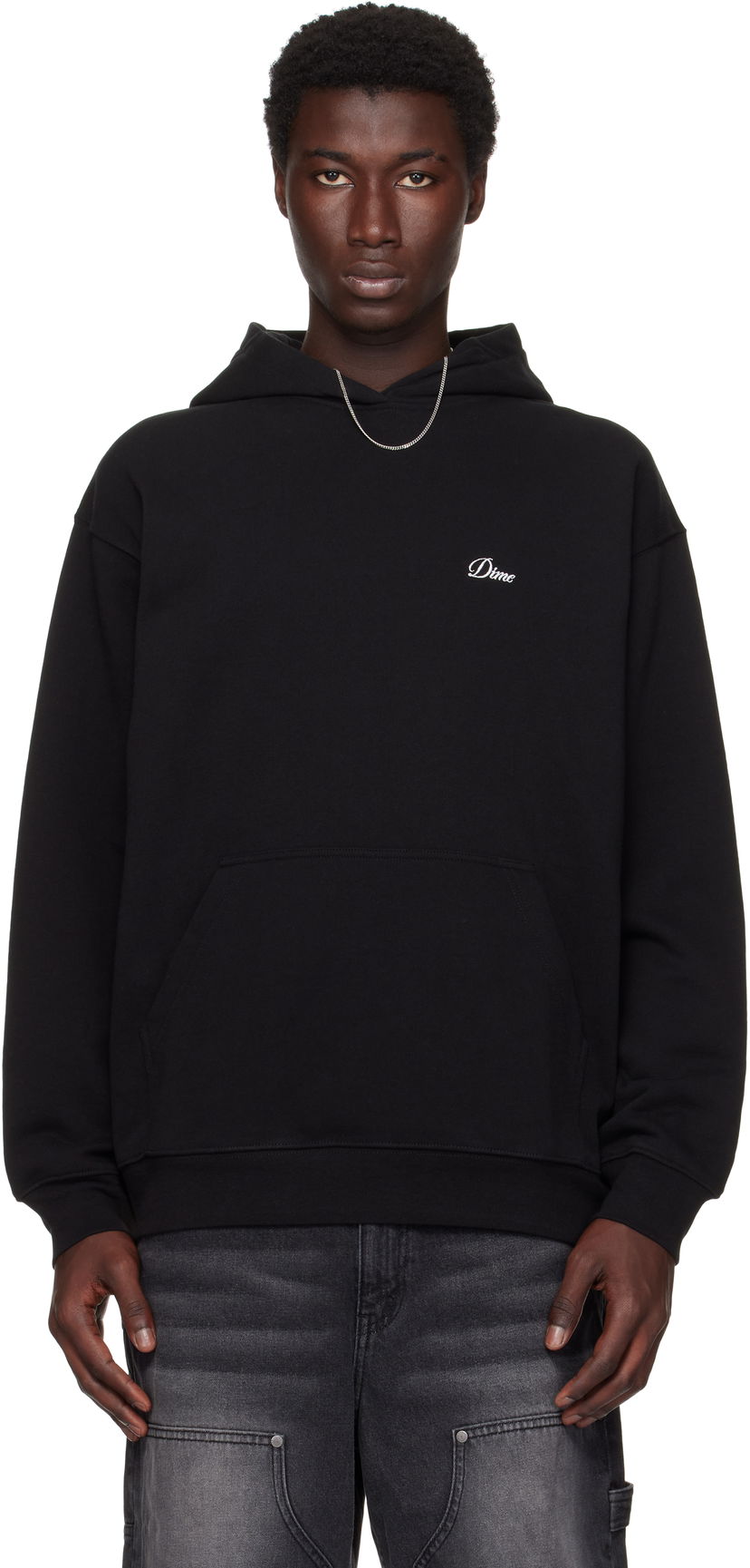 Pulover Dime Cursive Small Logo Hoodie Črna | DIMESU2537BLK