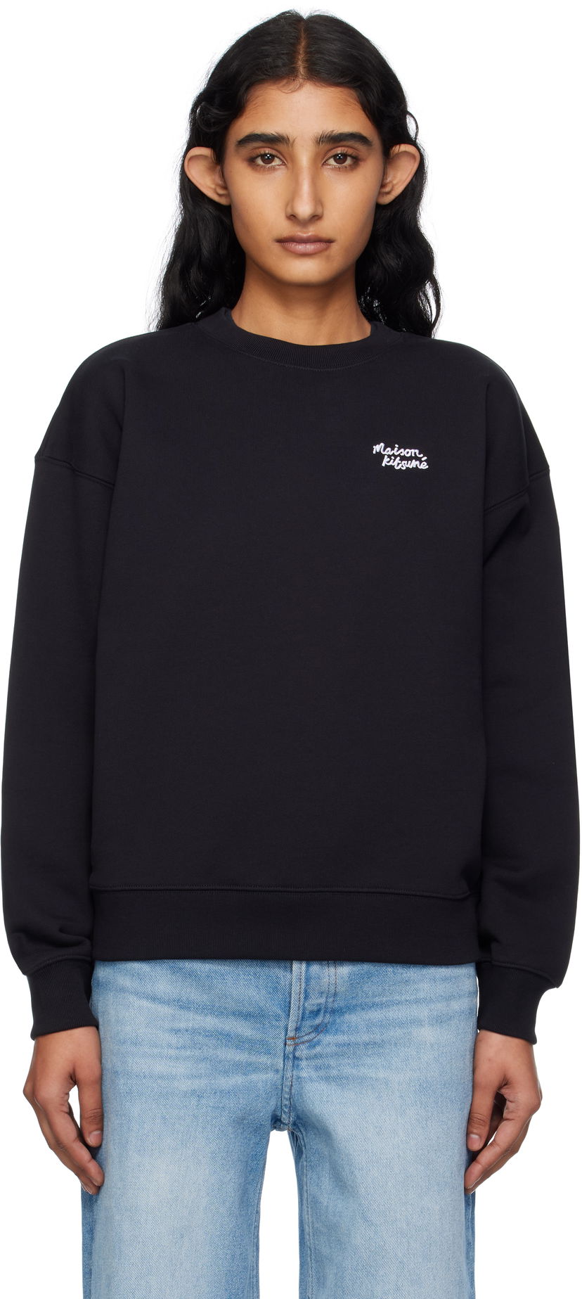 Pulover MAISON KITSUNÉ Handwriting Comfort Sweatshirt by Maison Kitsuné Črna | PW00314KM0341