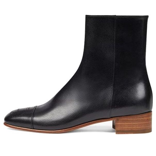 Superge in čevlji Gucci Gucci Goatskin Hills Logo Ankle Boots Črna | 658949-D3V00-1000