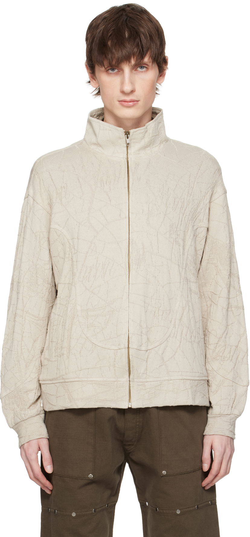 Pulover Serapis Serapis Knit Wave Track Jacket Bež | SS25_TJ_2