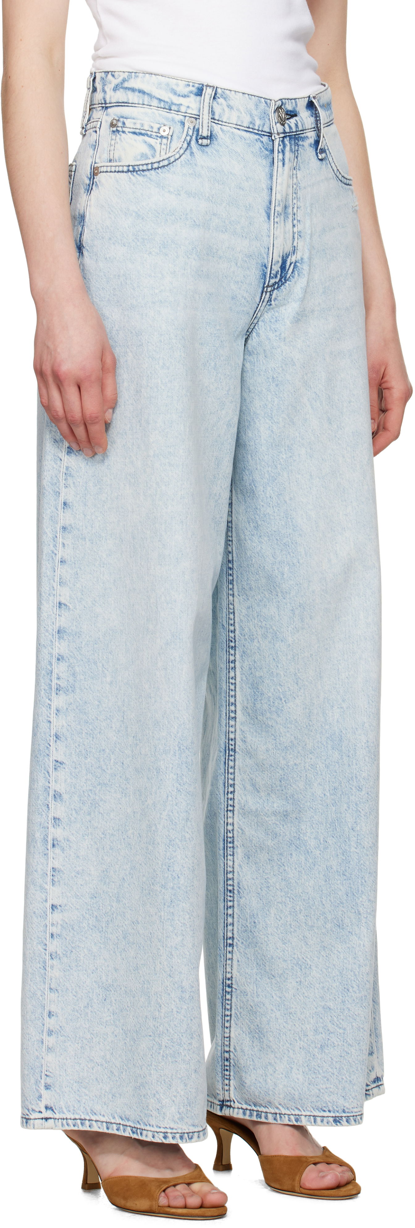 Kavbojke rag & bone Rag & Bone Featherweight Sofie Wide-Leg Jeans Modra | WDD25S2952FWBE, 1