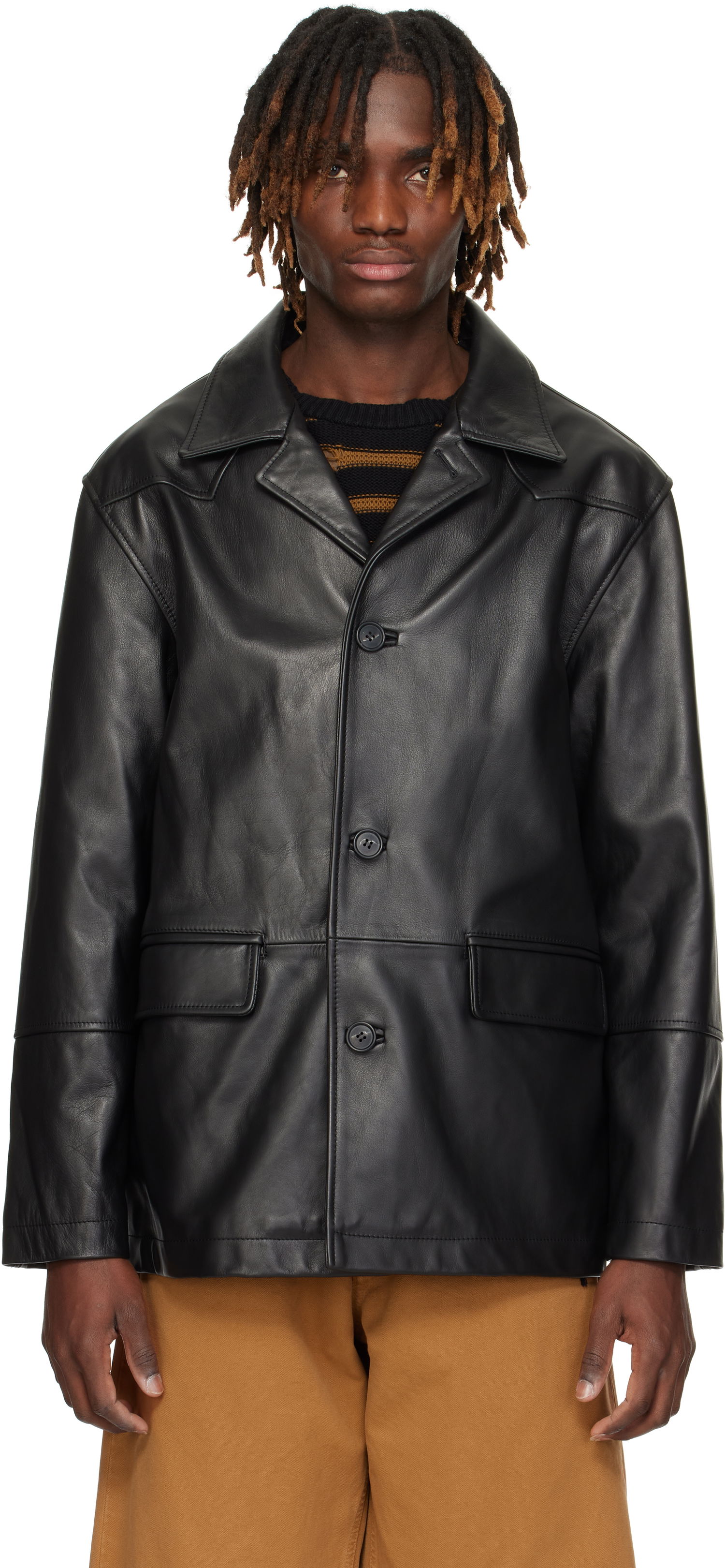 Plašči Maison Margiela MM6 Maison Margiela Sports Leather Jacket Črna | SH0AM0045 M07005, 0