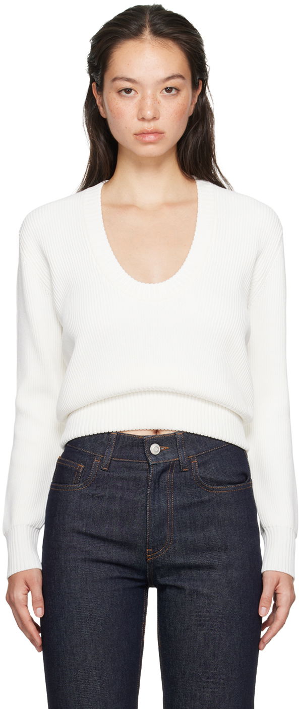 Pleteni pulover Coperni Coperni Knitted Long Sleeve Sweater Bela | COPML110Y3003