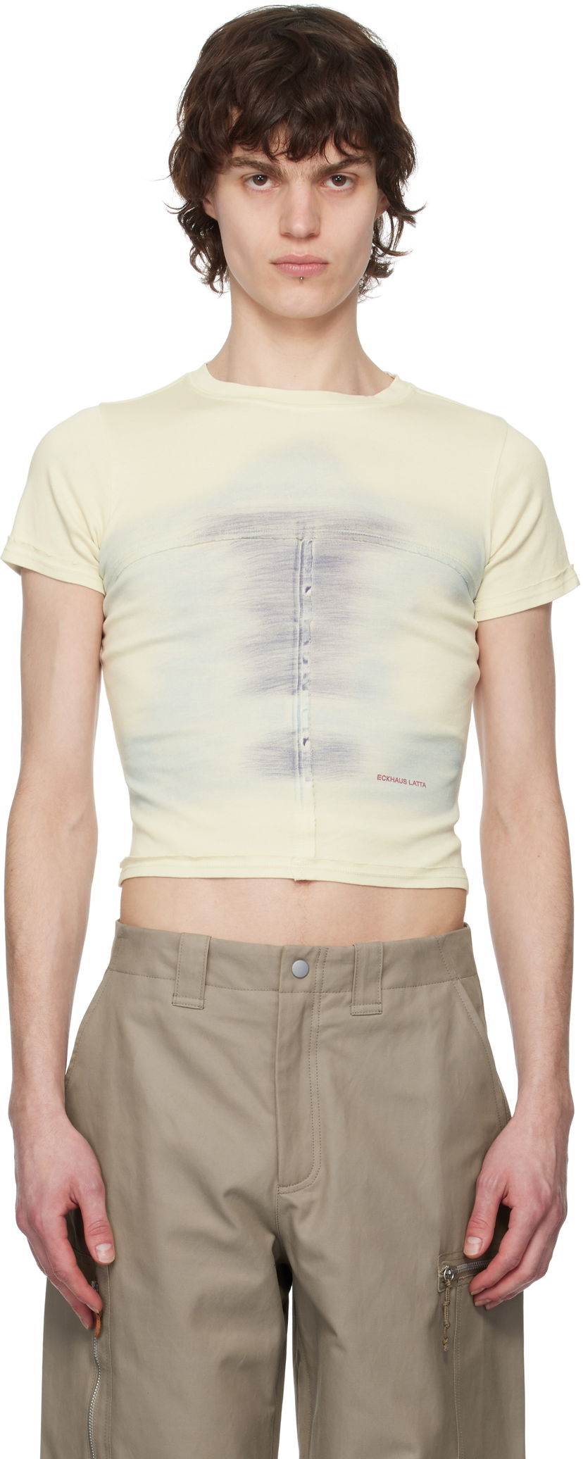 Krop-top Eckhaus Latta Eckhaus Latta Lapped Baby T-Shirt Rumena | 303-EL-PS25-O - OASIS