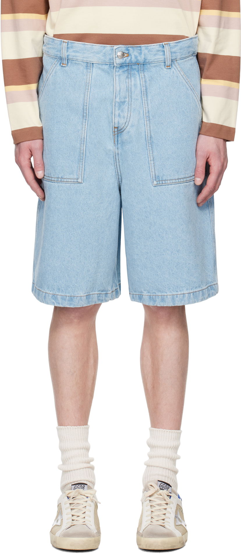 Kratke hlače MAISON KITSUNÉ Maison Kitsuné Workwear Denim Shorts Modra | OM01403WD4009