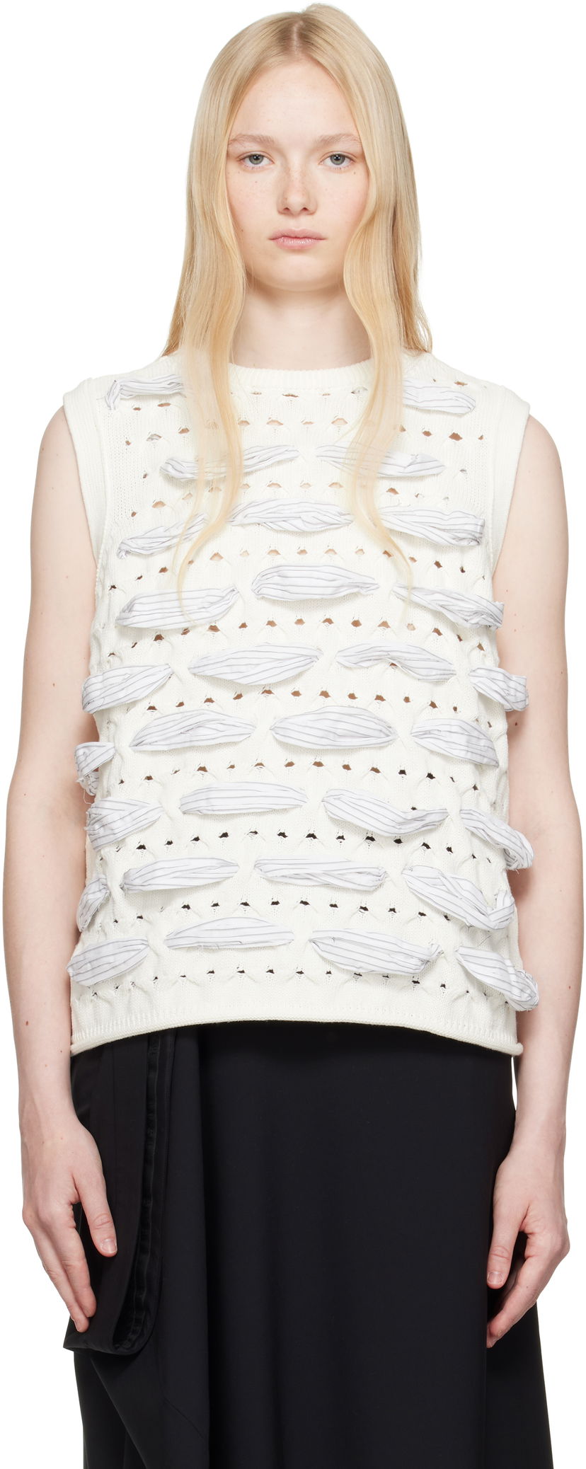 Pleteni pulover ADER ERROR ADER error Knit Vest Bela | BO01SSKT0202WH