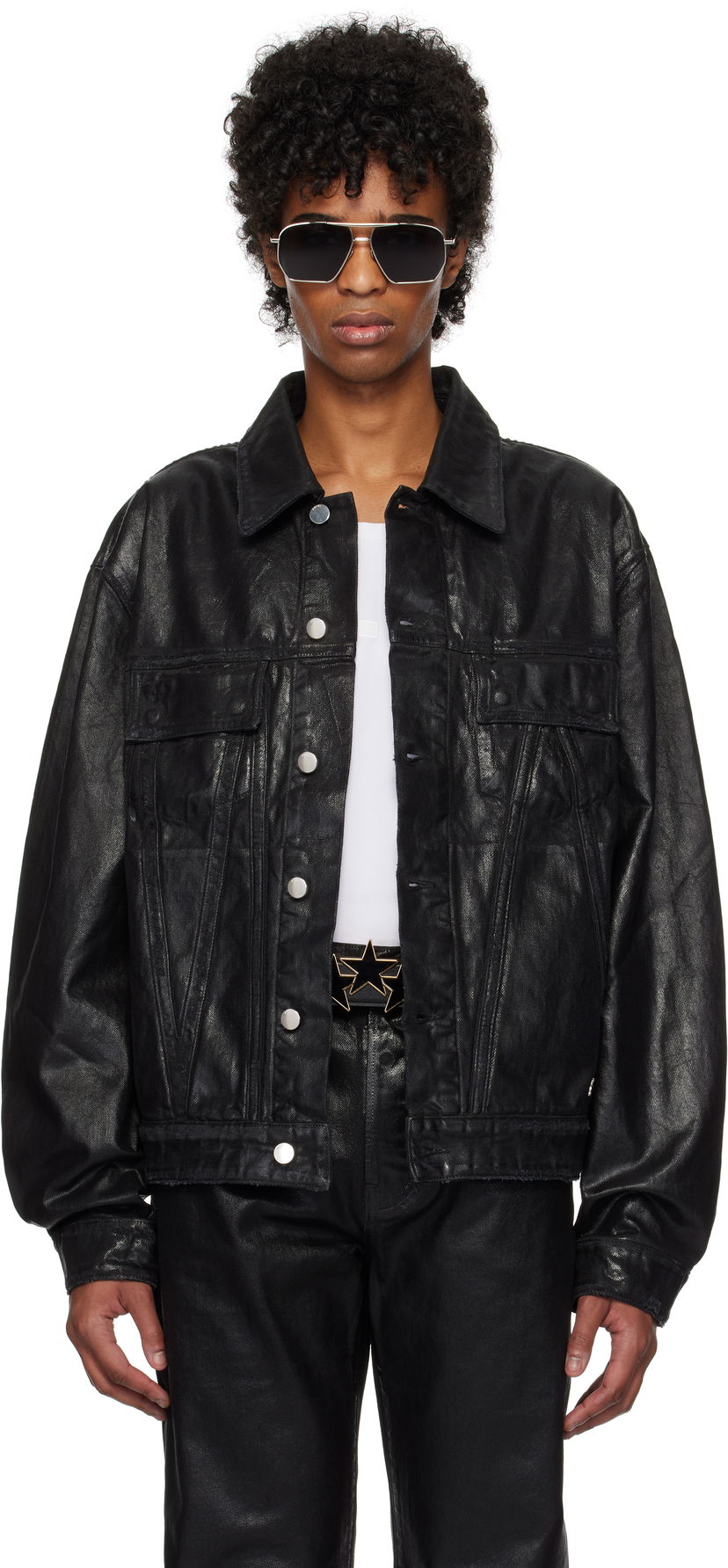 Jakna AMIRI AMIRI MA Quad Waxed Denim Jacket Črna | AMDNTR1018