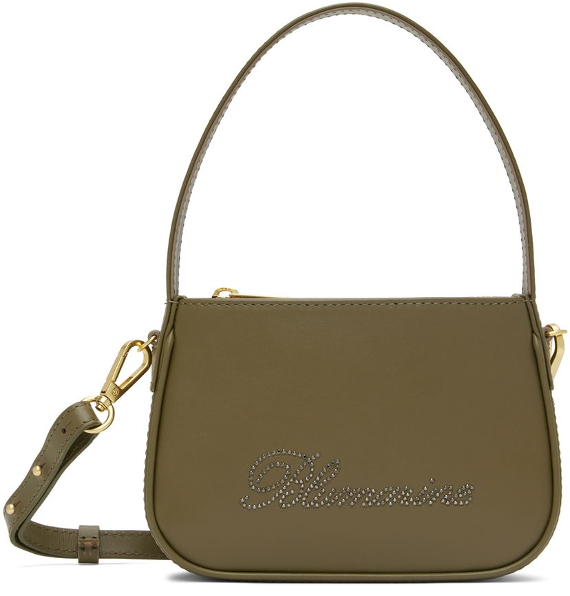 Torba za čez ramo Blumarine Rhinestone Logo Shoulder Bag Zelena | P4HHW004A