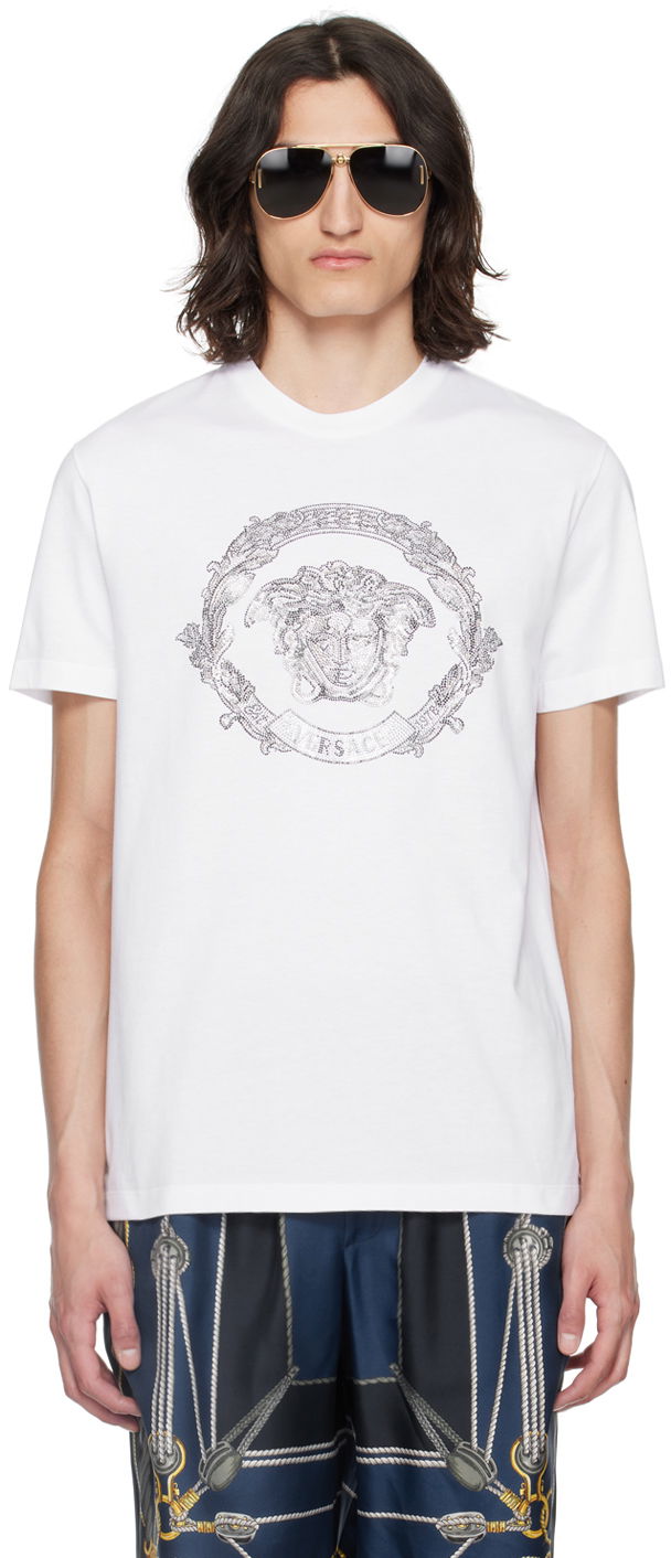 Majica Versace White Medusa Cartouche T-Shirt Bela | 1013944_1A10848
