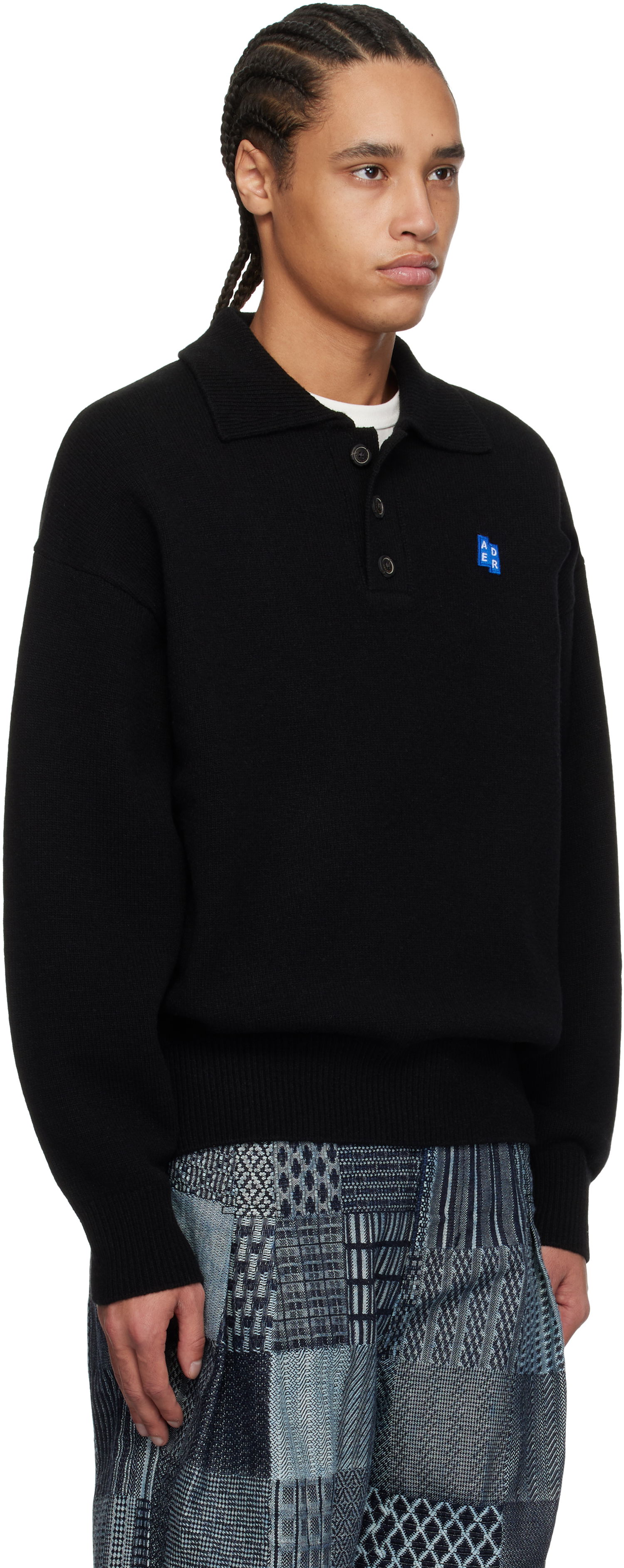 Pleteni pulover ADER ERROR ADER error Significant TRS Tag Knit Polo Črna | BO42FYKT0102BK, 1