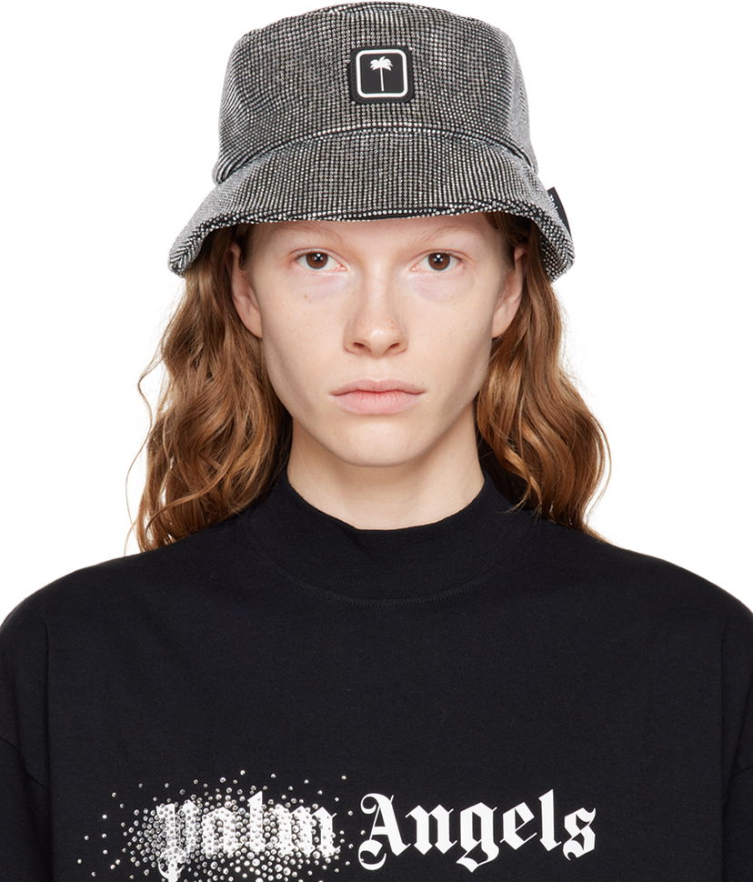 Klobuk Palm Angels Rhinestone Bucket Hat Črna | PWLA022F22FAB0031072