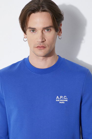 Pleteni pulover A.P.C. A.P.C. Sweat Rider Crewneck Sweatshirt Modra | COEZD.H27699.TIC, 4