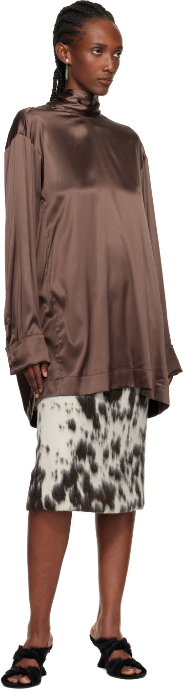 Srajce Dries Van Noten Dries Van Noten Satin Turtleneck Blouse Rjava | 252-010779-2032, 3