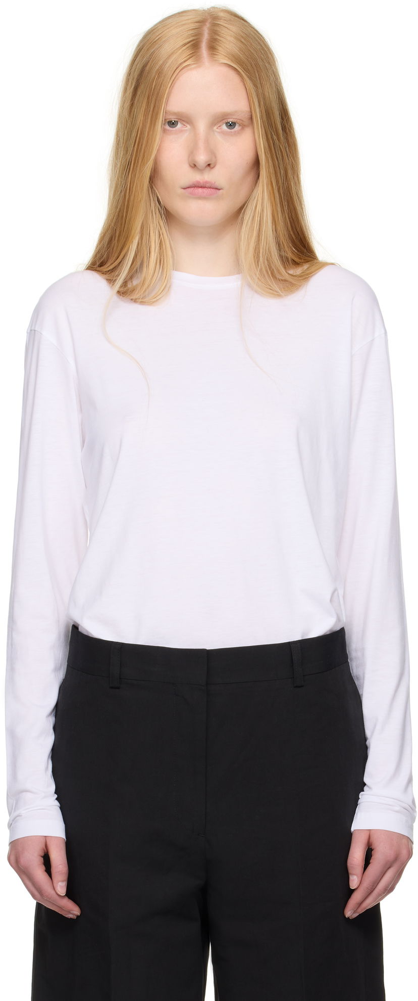 Majica TOTEME TOTEME Classic Long Sleeve T-Shirt Bela | 253-WRT0588-FB0419