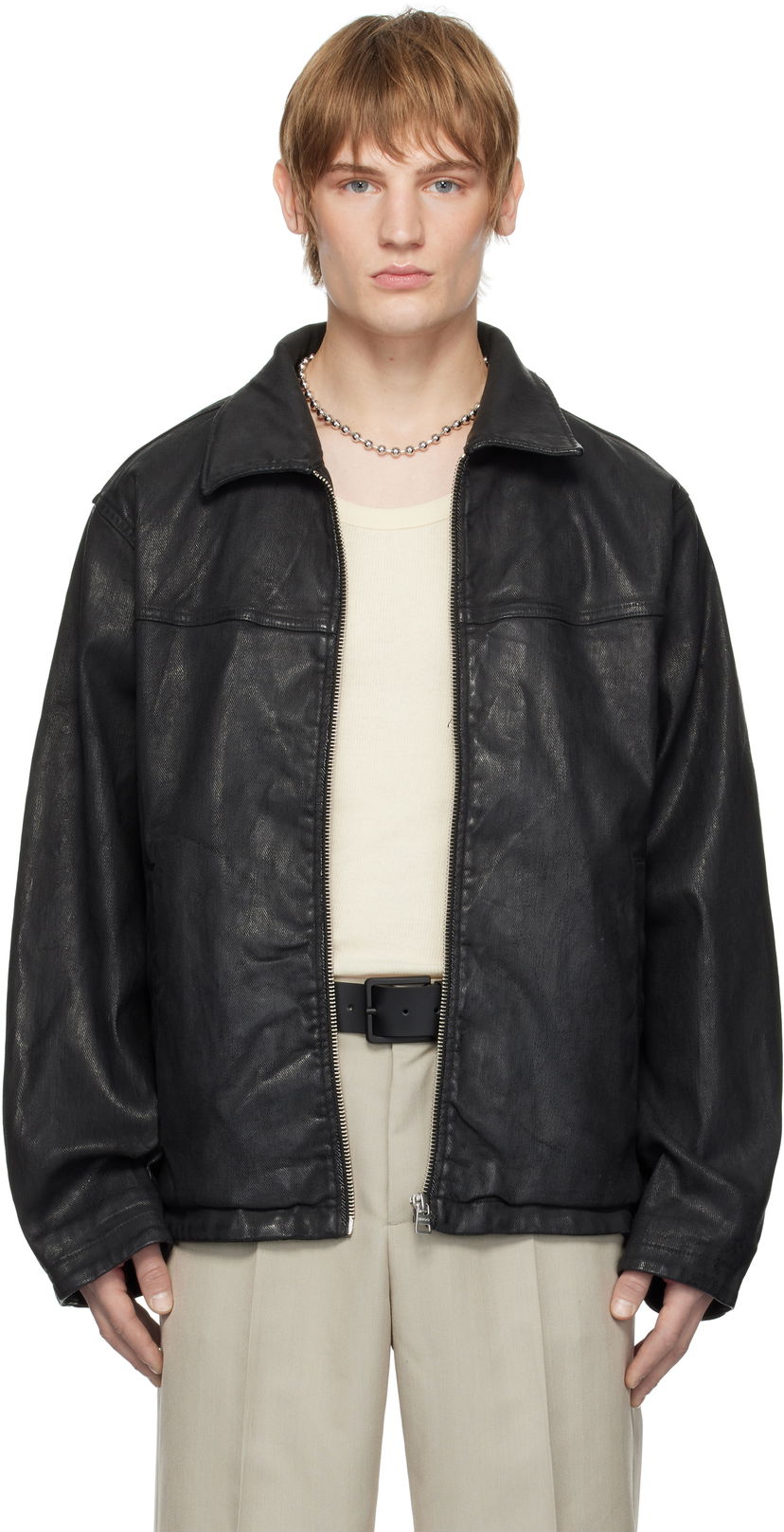 Jakna BOSS Coated Denim Jacket Črna | 50530629