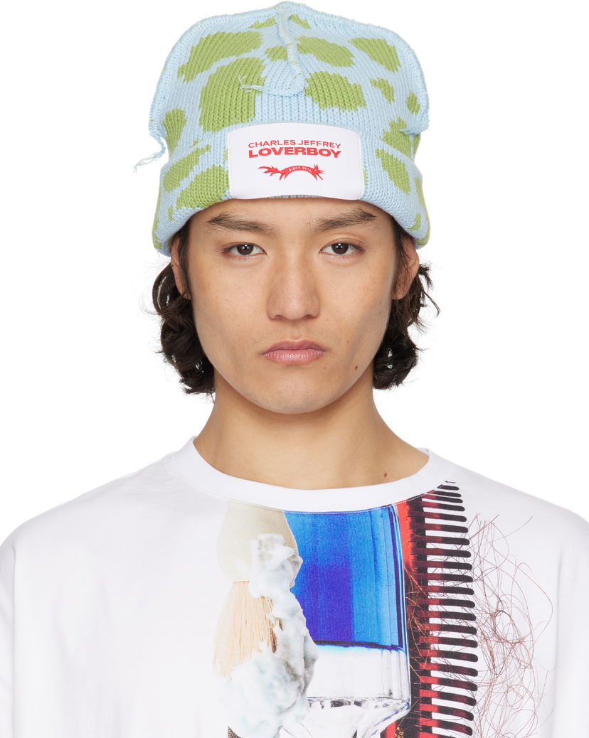 Beanie Charles Jeffrey Loverboy Charles Jeffrey LOVERBOY Knit Beanie with Logo Patch Modra | 54130602