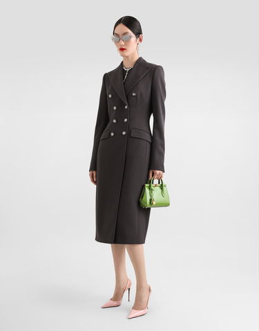Plašči Dolce & Gabbana Dolce & Gabbana Double-breasted Wool Coat with DG Buttons Siva | F0W2CTFU287S8290, 1
