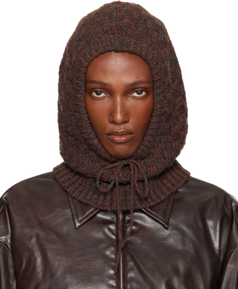 Klobuk Maison Margiela MM6 Maison Margiela Wool Blend Knit Hood Rjava | SH2TB0005 M13174