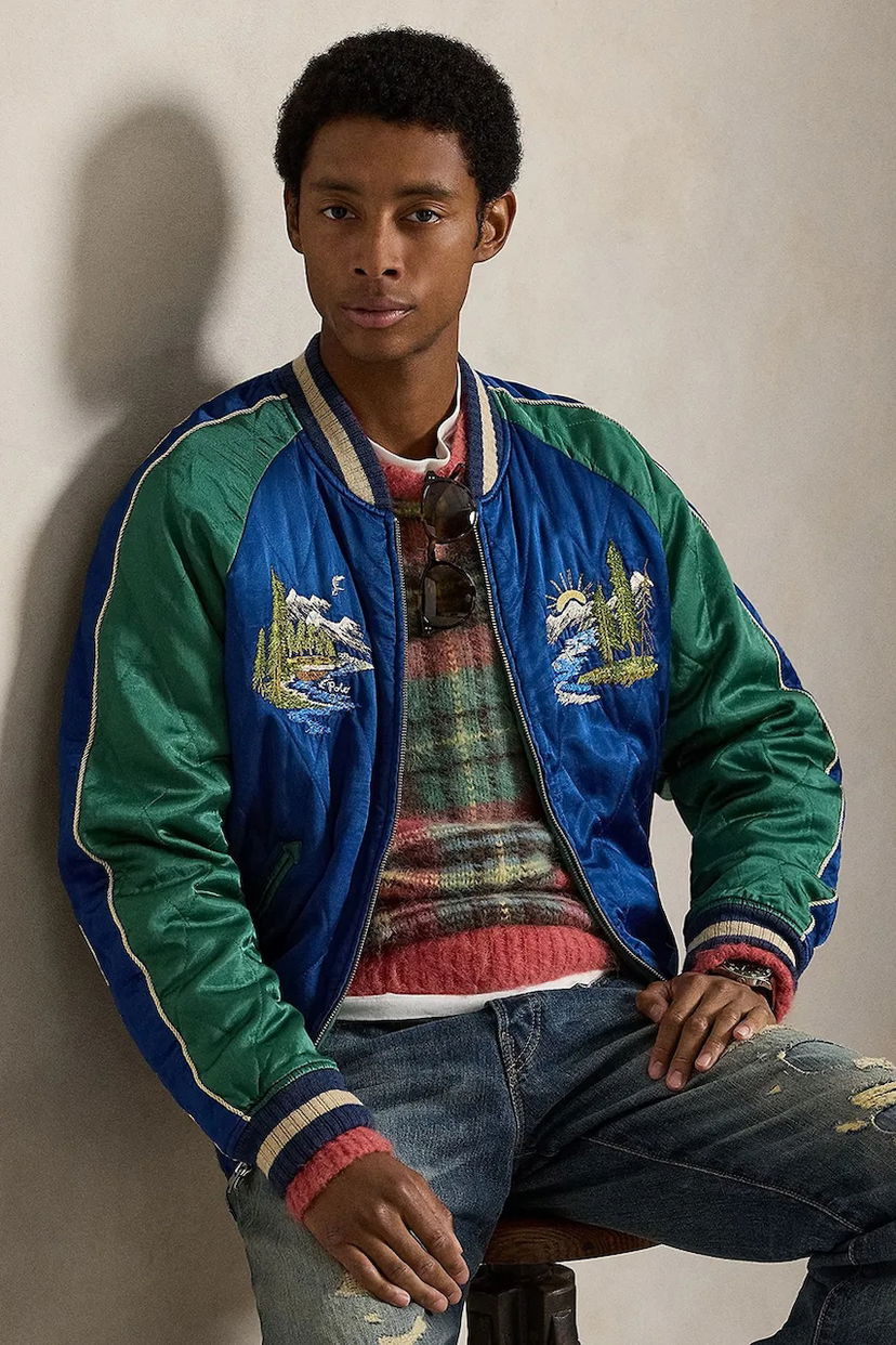 Bomber jakna Polo by Ralph Lauren Bomber Jacket TAKIHYO SATIN.SVNR with Embroidered Scenic Details Večbarvna | 710977856001