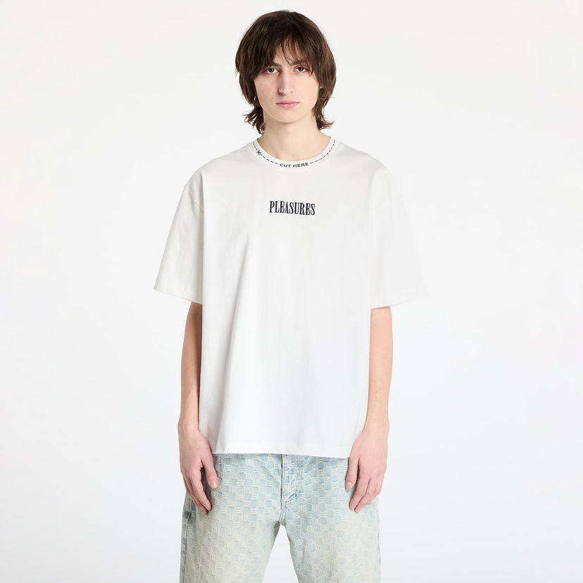 Majica Pleasures PLEASURES Cut Here Heavyweight T-Shirt Bela | P25SP027 WHITE